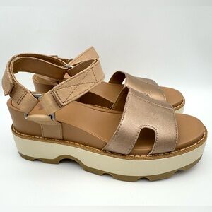 Sorel Joanie IV Ankle Strap Wedge Sandals Honest Beige Gum Women’s Size 8.5